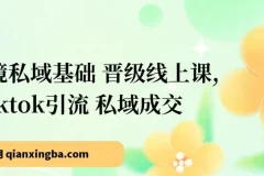 【精】跨境私域基础+晋级线上课，Tilktok引流+私域成交