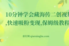 10分钟学会《藏海传》二创视频，快速吸粉变现，保姆级教程