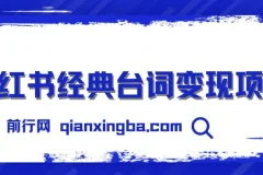 小红书经典台词变现项目，零撸玩法 快速上手 日产100+