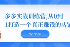 【精】多多实战训练营，从0到1打造一个真正賺钱的店铺