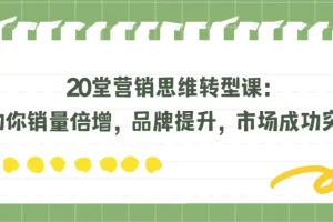 20堂营销思维转型课：助你销量倍增，品牌提升，市场成功突围！