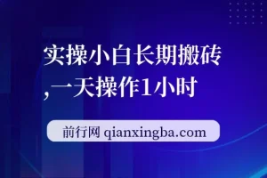 实操小白长期搬砖，一天操作1小时