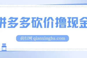 拼多多砍价撸现金，偏门玩法，无需拉人头，傻瓜式操作 保姆教程