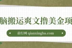 通过搬运国内爽文赚美金项目，操作简单，无脑搬运，月入2000美金