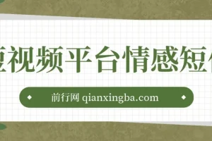 短视频平台情感短信，冷门暴利项目，小白月入万元