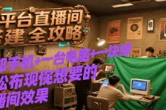 多平台直播间搭建全攻略，一部手机+一台电脑+一块绿布轻松实现你想要的直播间效果