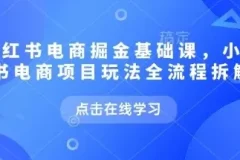 【小红书电商掘金课，小红书电商项目玩法全流程拆解】