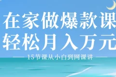 15节课从小白到网课讲师,教你从0到1，在家做爆款网课，轻松月入万元