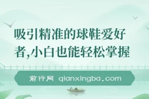 吸引精准的球鞋爱好者，小白也能轻松掌握，持续爆单技巧，5分钟一条作品，日入800+