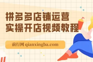 拼多多店铺运营实操开店视频教程，拼多多实操开店视频教程大全下载