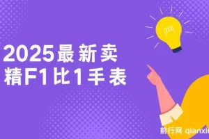 2025最新卖精F1比1手表，每天两小时，小白也能轻松月入过W，保姆式教学