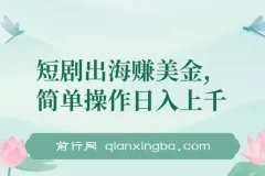 短剧出海赚美金，简单操作日入上千