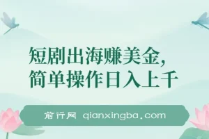 短剧出海赚美金，简单操作日入上千