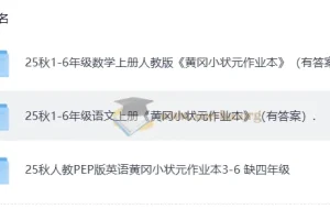 黄冈小状元作业本 25秋语文数学英语