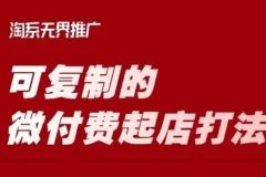 淘宝微付费起店打法：轻松可复制的微付费打法