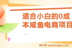 适合小白的0成本咸鱼电商项目，一部手机，教你如何日入500+的保姆级教程