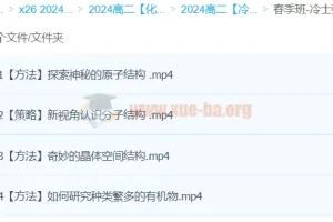 2024高中化学 高二化学 冷士强 下学期 春季班