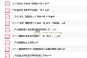小学各年级暑假作业合集