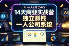 【精】AI×一人公司（OPC）14天商业实战营，用AI帮你搭建一个属于你自己的、能独立賺钱的一人公司系统